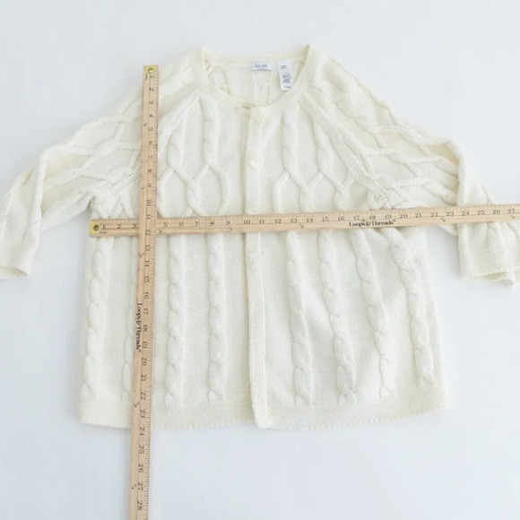 Vintage Liz & Co. Cream Knit Button Up Cardigan Sweater  Size 2X - Picture 4 of 12